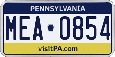 PA license plate MEA0854