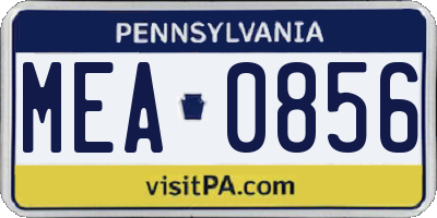 PA license plate MEA0856