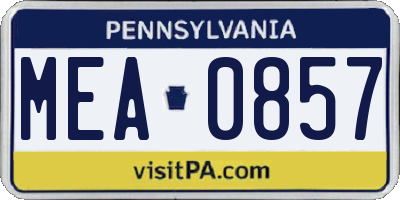PA license plate MEA0857
