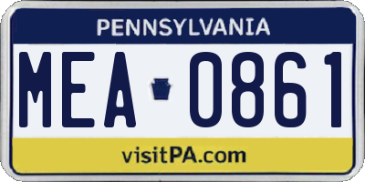 PA license plate MEA0861