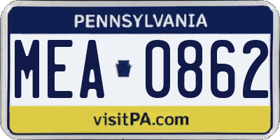 PA license plate MEA0862