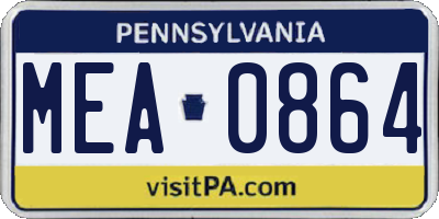 PA license plate MEA0864