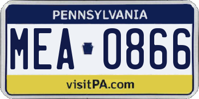 PA license plate MEA0866