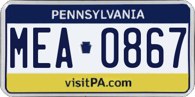 PA license plate MEA0867