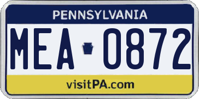 PA license plate MEA0872