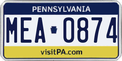 PA license plate MEA0874
