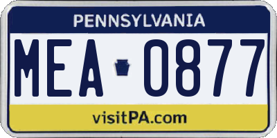 PA license plate MEA0877