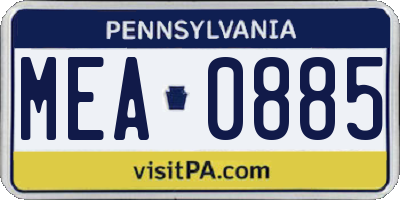 PA license plate MEA0885