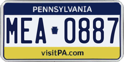 PA license plate MEA0887