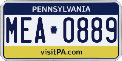 PA license plate MEA0889