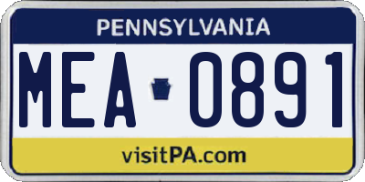 PA license plate MEA0891