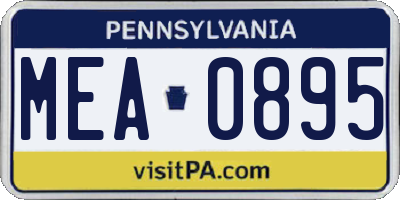 PA license plate MEA0895