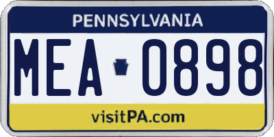PA license plate MEA0898