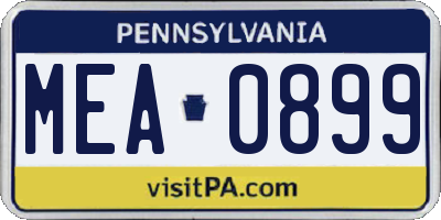 PA license plate MEA0899