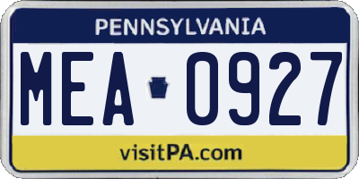PA license plate MEA0927