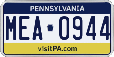 PA license plate MEA0944
