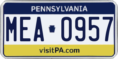 PA license plate MEA0957