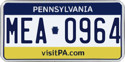 PA license plate MEA0964