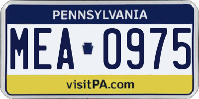 PA license plate MEA0975