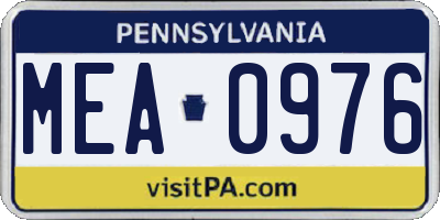 PA license plate MEA0976