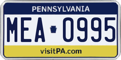 PA license plate MEA0995