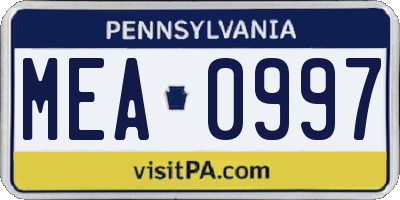 PA license plate MEA0997