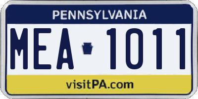PA license plate MEA1011