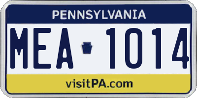 PA license plate MEA1014