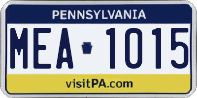 PA license plate MEA1015
