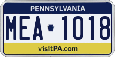PA license plate MEA1018