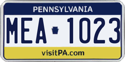 PA license plate MEA1023