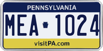 PA license plate MEA1024