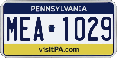 PA license plate MEA1029