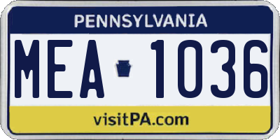 PA license plate MEA1036