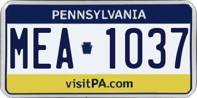 PA license plate MEA1037