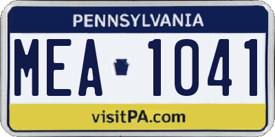 PA license plate MEA1041