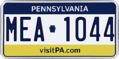 PA license plate MEA1044