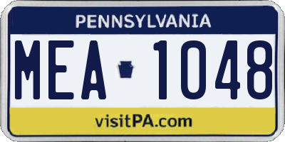 PA license plate MEA1048