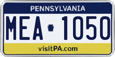 PA license plate MEA1050