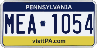PA license plate MEA1054