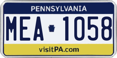 PA license plate MEA1058