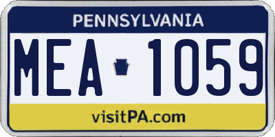 PA license plate MEA1059