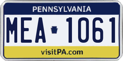 PA license plate MEA1061