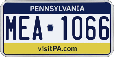 PA license plate MEA1066