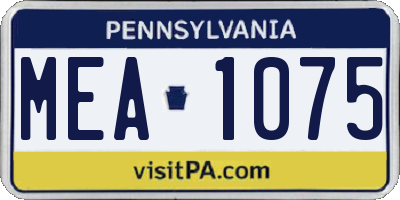 PA license plate MEA1075
