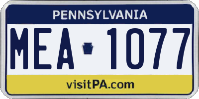 PA license plate MEA1077