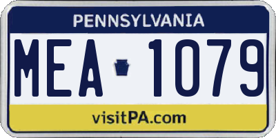 PA license plate MEA1079