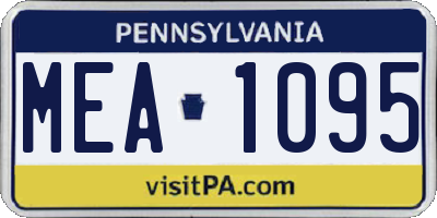 PA license plate MEA1095