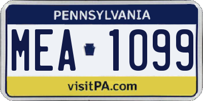 PA license plate MEA1099
