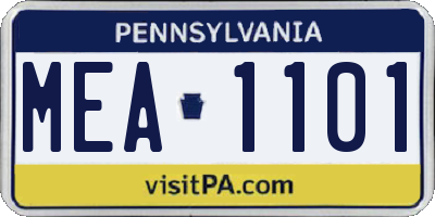 PA license plate MEA1101